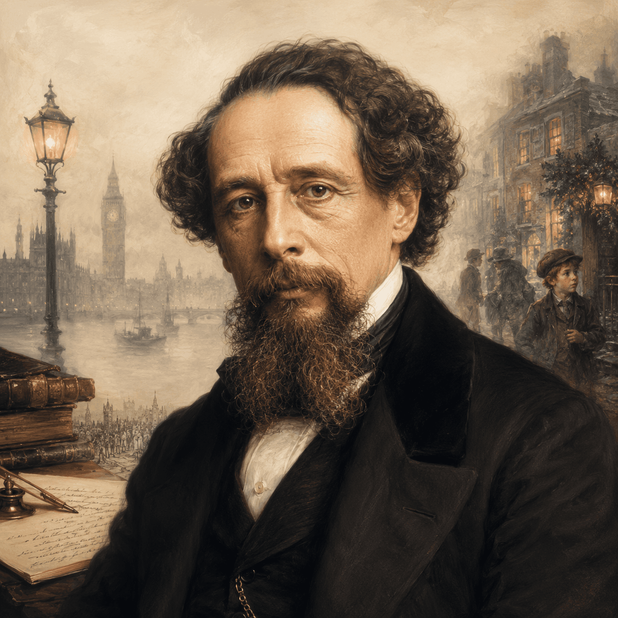 Portrét autora Charles Dickens