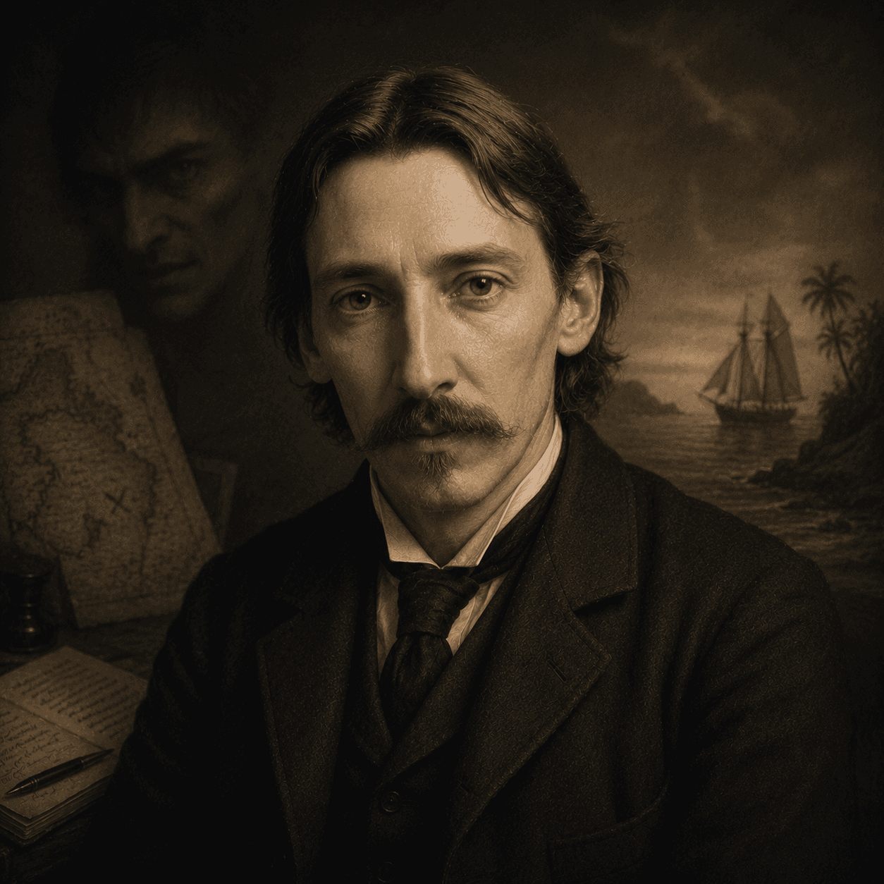 Portrét autora Robert Louis Stevenson