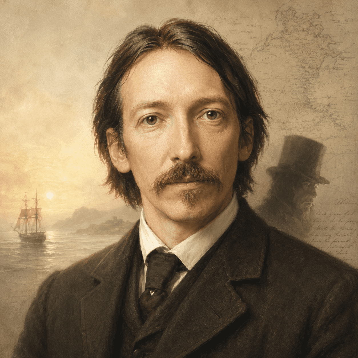 Portrét autora Robert Louis Stevenson